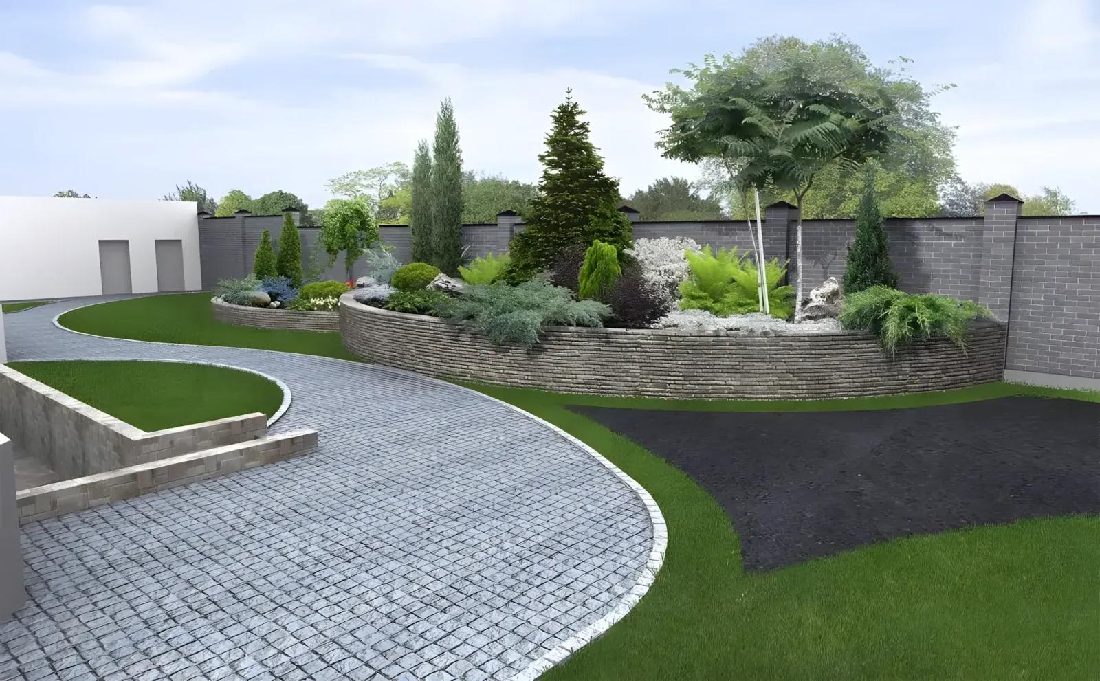 Retaining wall design render for a Tampa commercial property