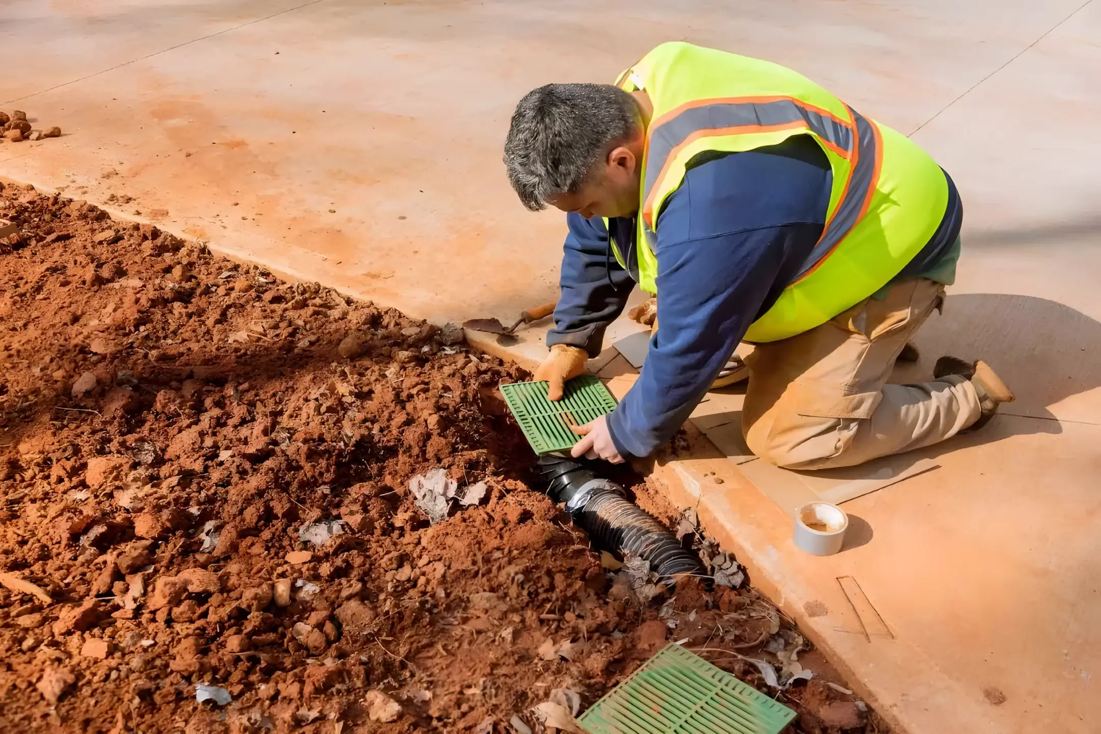 Drainage and irrigation work at a new-build community near Wesley Chapel